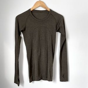 lululemon swiftly long sleeve olive green size 4
